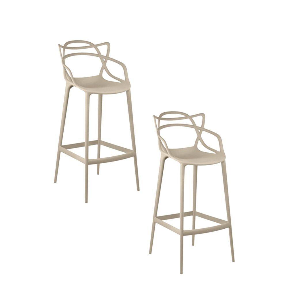 Kit 2 Banquetas Altas Alegra Espresso Móveis  Cinza