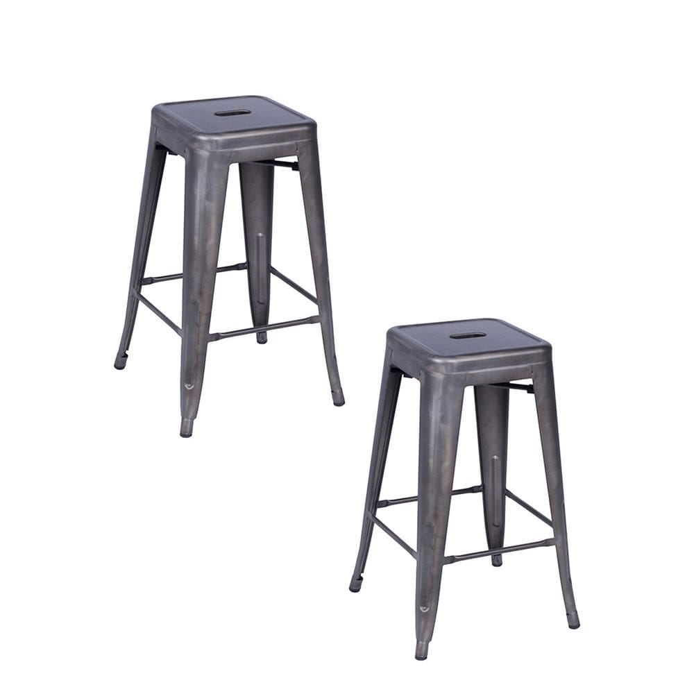 Kit 2 Banquetas Alta Industrial em Aço Tolix Espresso Móveis Bronze
