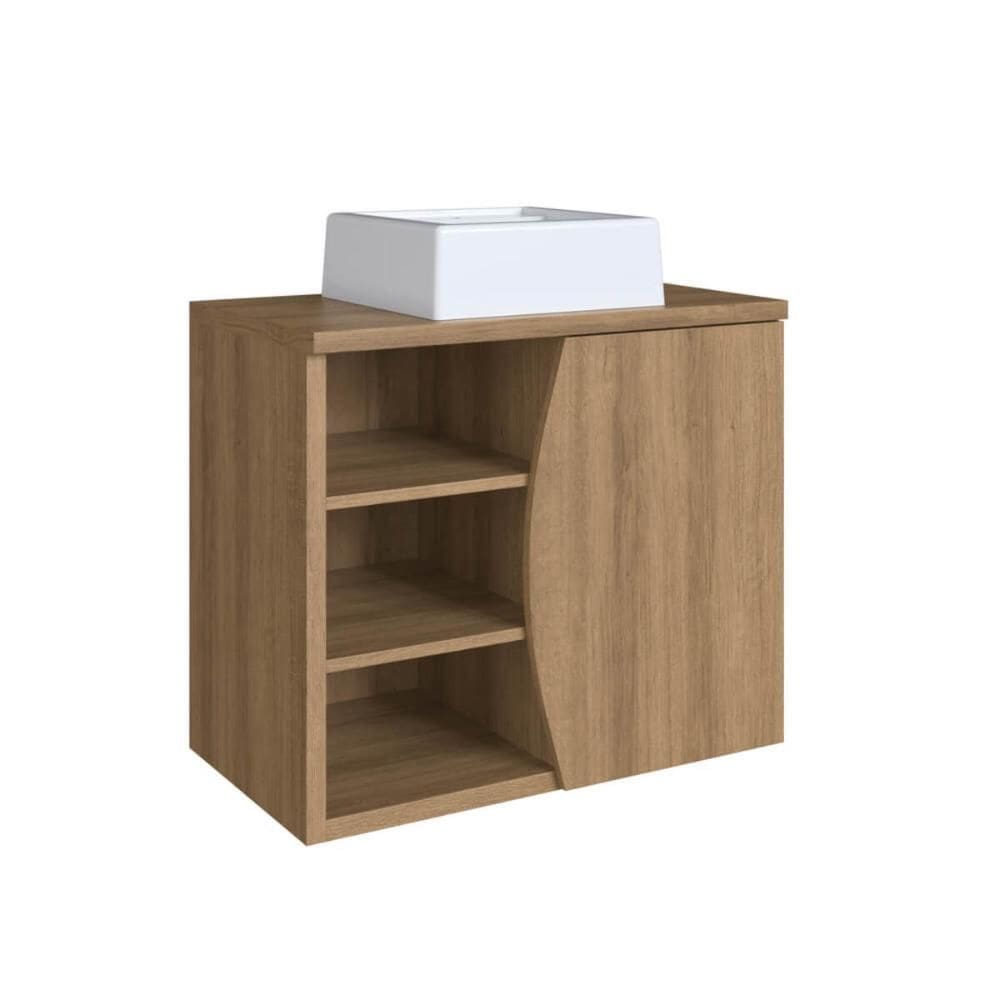 Gabinete Suspenso 70cm Laura Mel Cuba Branca Porta e 2 Prateleiras