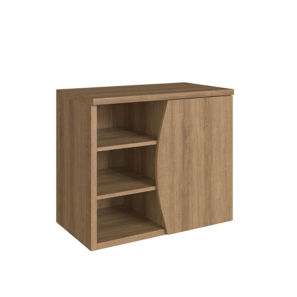 Gabinete Suspenso 70cm Laura Mel com 1 Porta e 2 Prateleiras De Banheiro Sem Cuba
