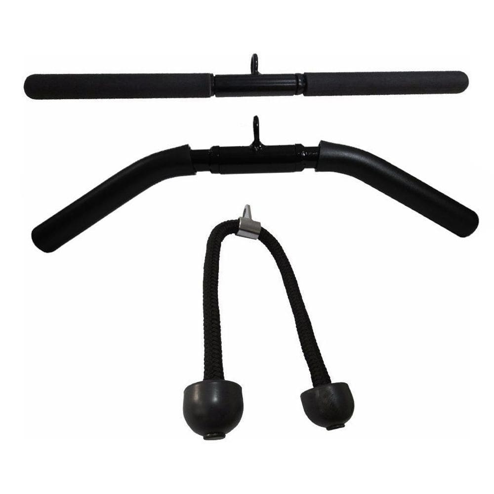 Kit 3 Puxadores Triceps Pulley Reto Curvo Com Giro Corda