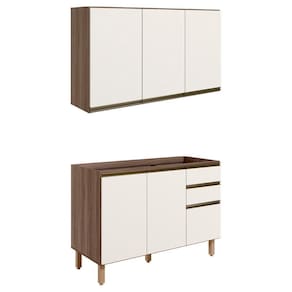 Armario Aereo Balcao Pia 120Cm Mdf Kali Carvalho Toq