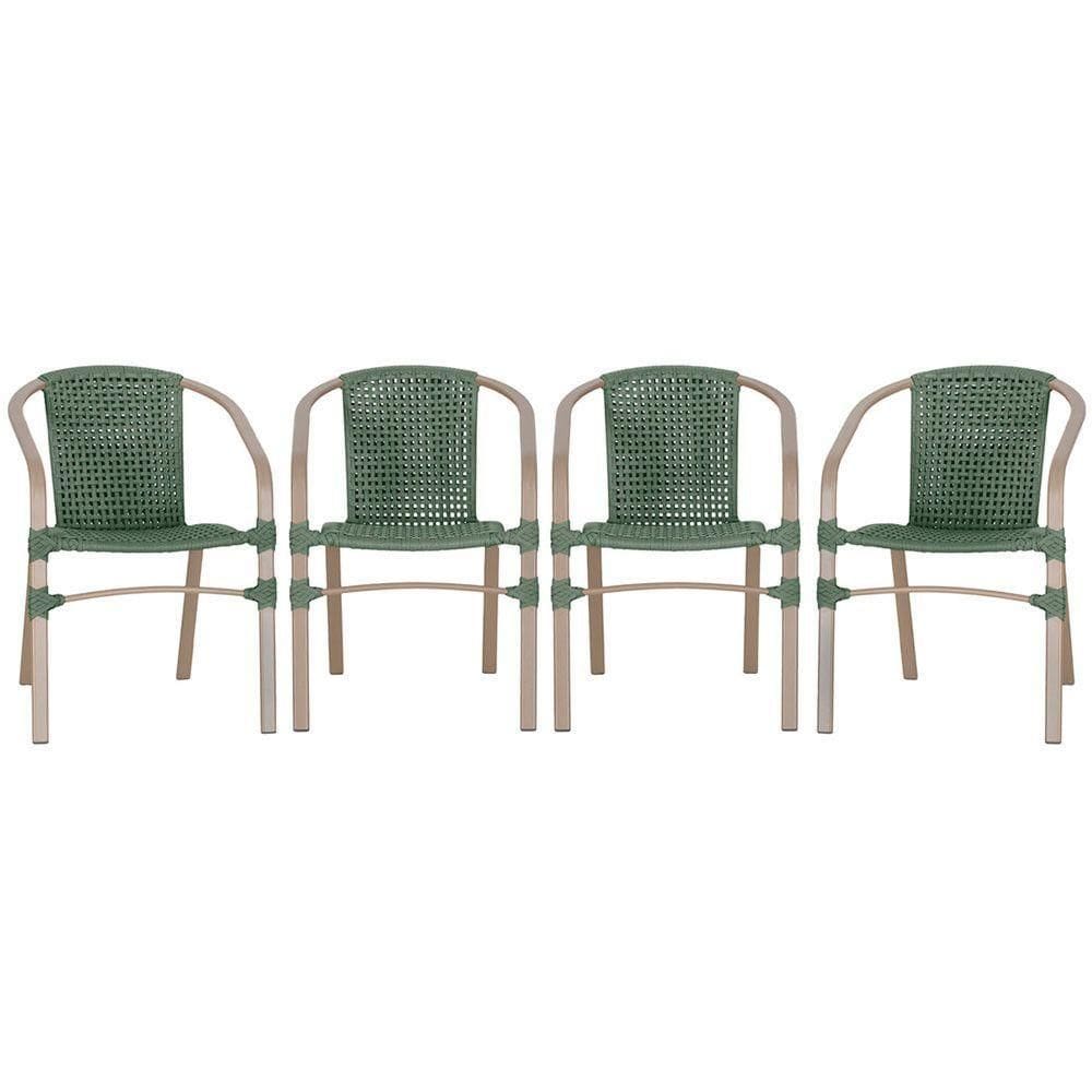 04 Cadeiras Floripa Aluminio Pintura Fendi Trama Verde