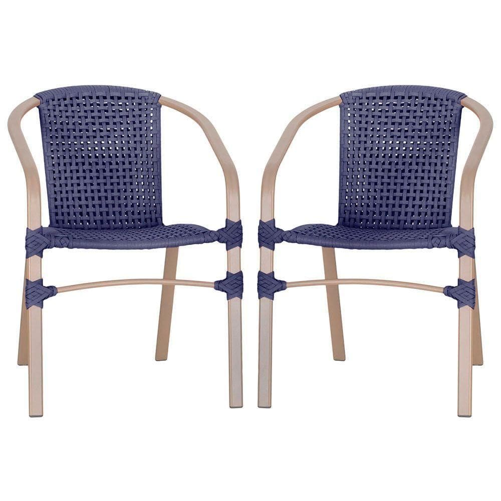 02 Cadeiras Floripa Aluminio Pintura Fendi Trama Azul