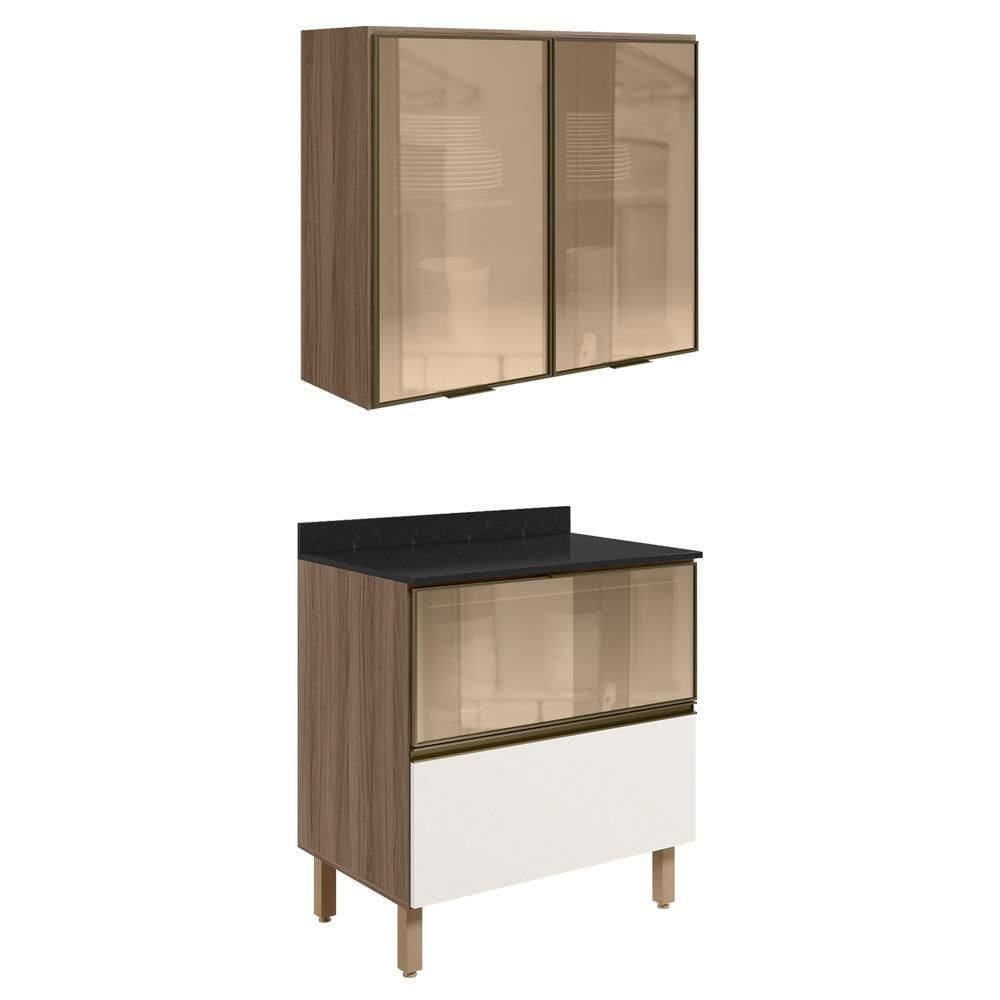 Armario Aereo Vidro Balcao 80 Cm Mdf Kali Carvalho Nicioli