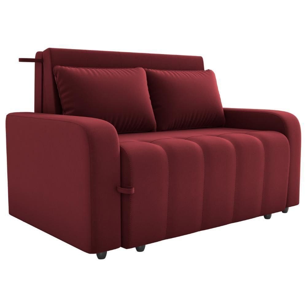 Sofa Cama 2 Lugares 138 Cm Amora New Veludo E432 Vermelho Milani Store Vermelho