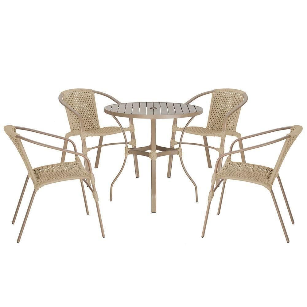 04 Cadeiras Floripa E Mesa Roma 100cm Fendi Trama Rami