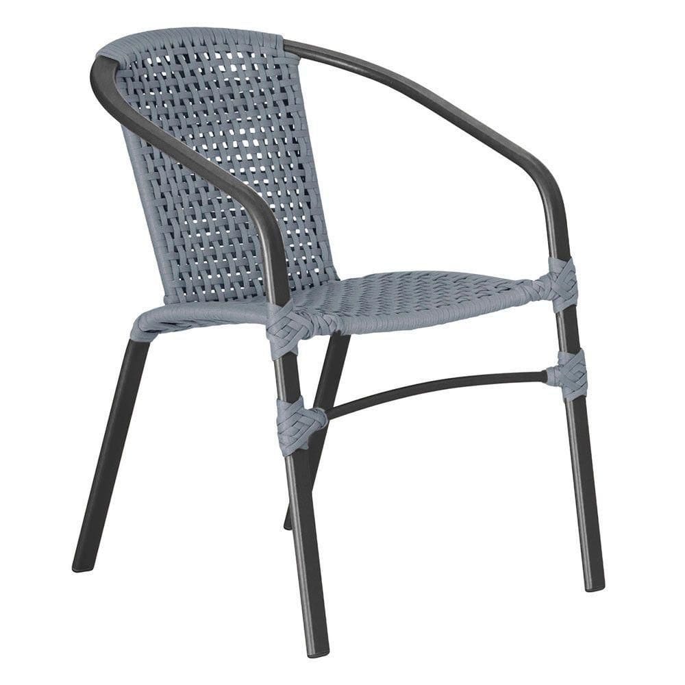 01 Cadeira Floripa Alumínio Pintura Preta Trama Prata