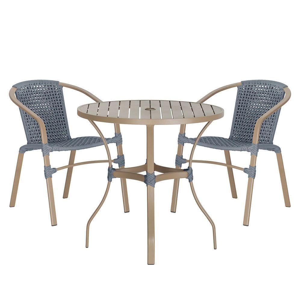 02 Cadeiras Floripa E Mesa Roma 80cm Fendi Trama Prata