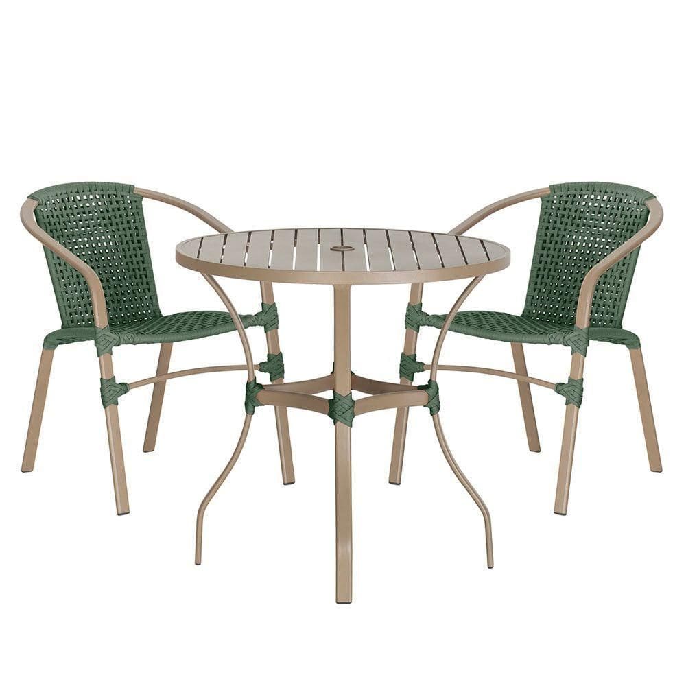 02 Cadeiras Floripa E Mesa Roma 80cm Fendi Trama Verde