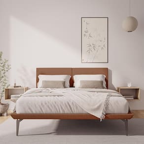 Cama Japonesa Toquio Casal Com Cabeceira Almofada Linho Telha