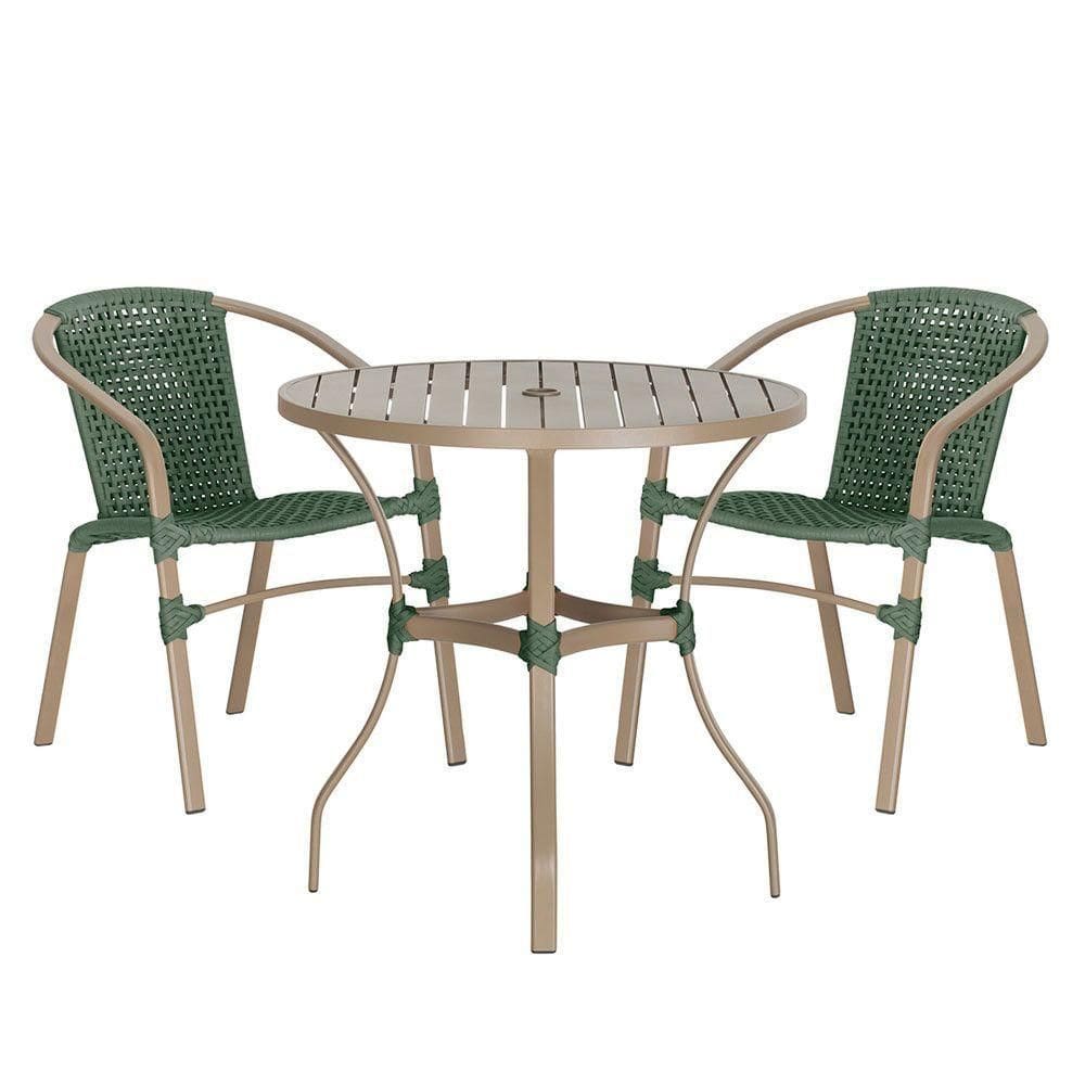 02 Cadeiras Floripa E Mesa Roma 100cm Fendi Trama Verde