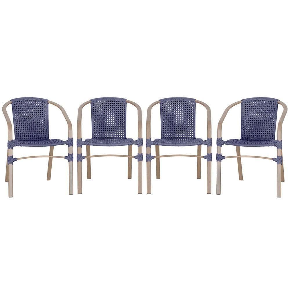 04 Cadeiras Floripa Aluminio Pintura Fendi Trama Azul