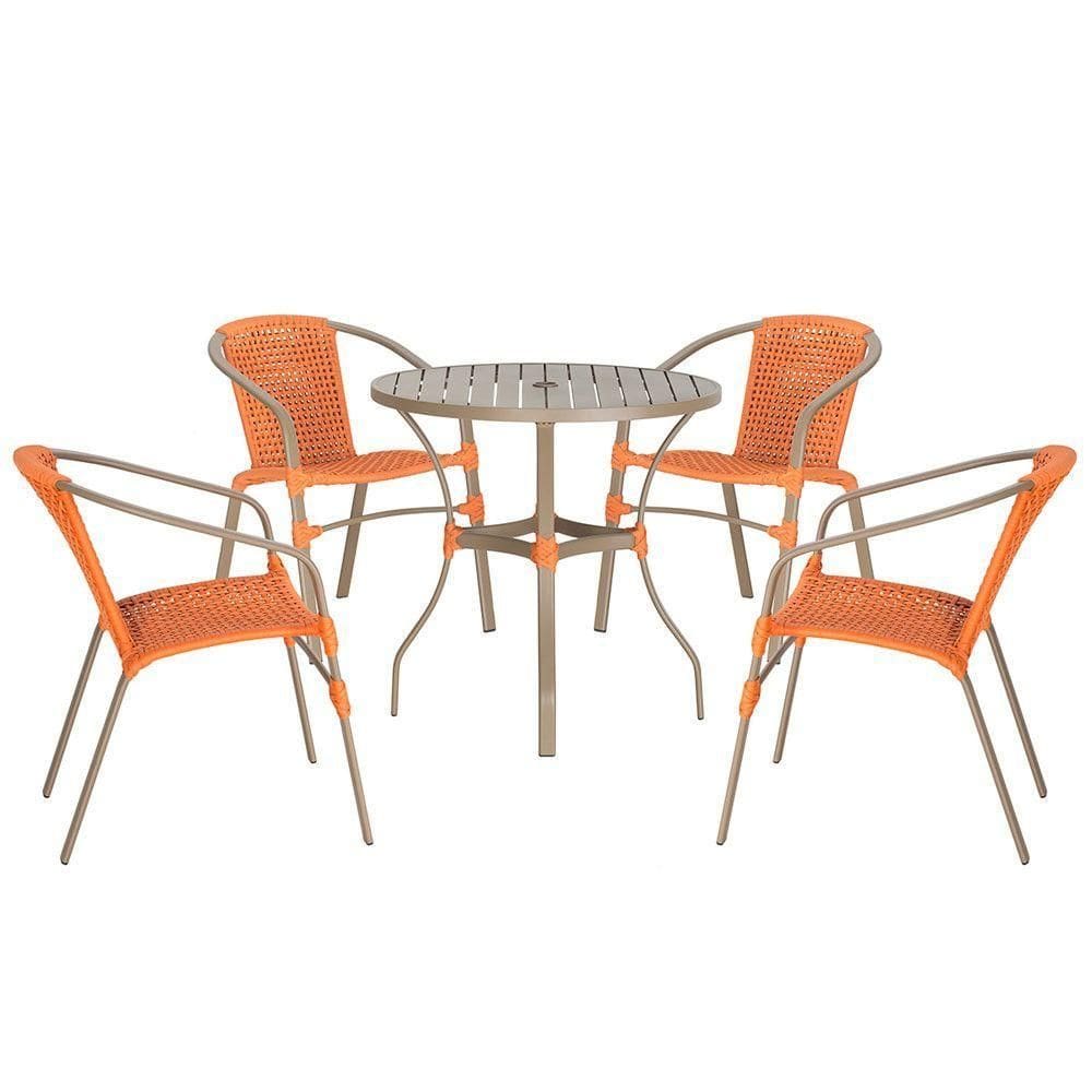 04 Cadeiras Floripa E Mesa Roma 100cm Fendi Trama Terra Cota