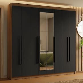 Guarda-roupa Casal 8 Portas Batentes Madesa Rustic/ preto