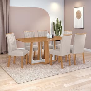 Conjunto Sala De Jantar Mesa Easy Pop Tampo Mdf 6 Cadeiras