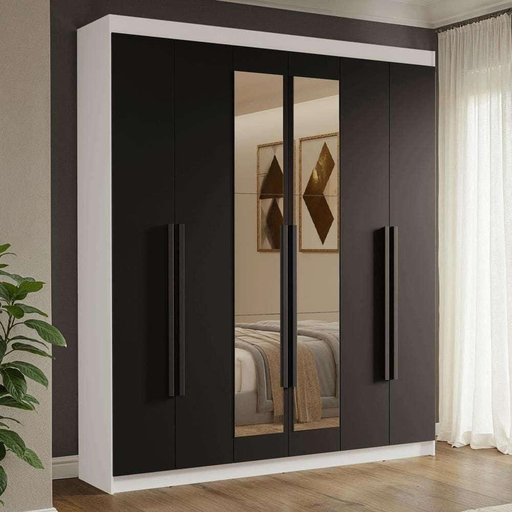 Guarda-roupa Casal 6 Portas Batentes Espelho Venus Madesa