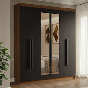 Guarda-roupa Casal Com Espelho Venus Madesa Rustic/preto