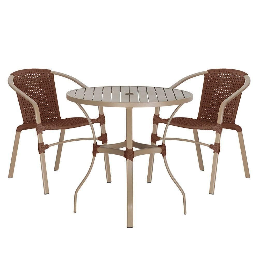 02 Cadeiras Floripa E Mesa Roma 100cm Fendi Trama Marrom