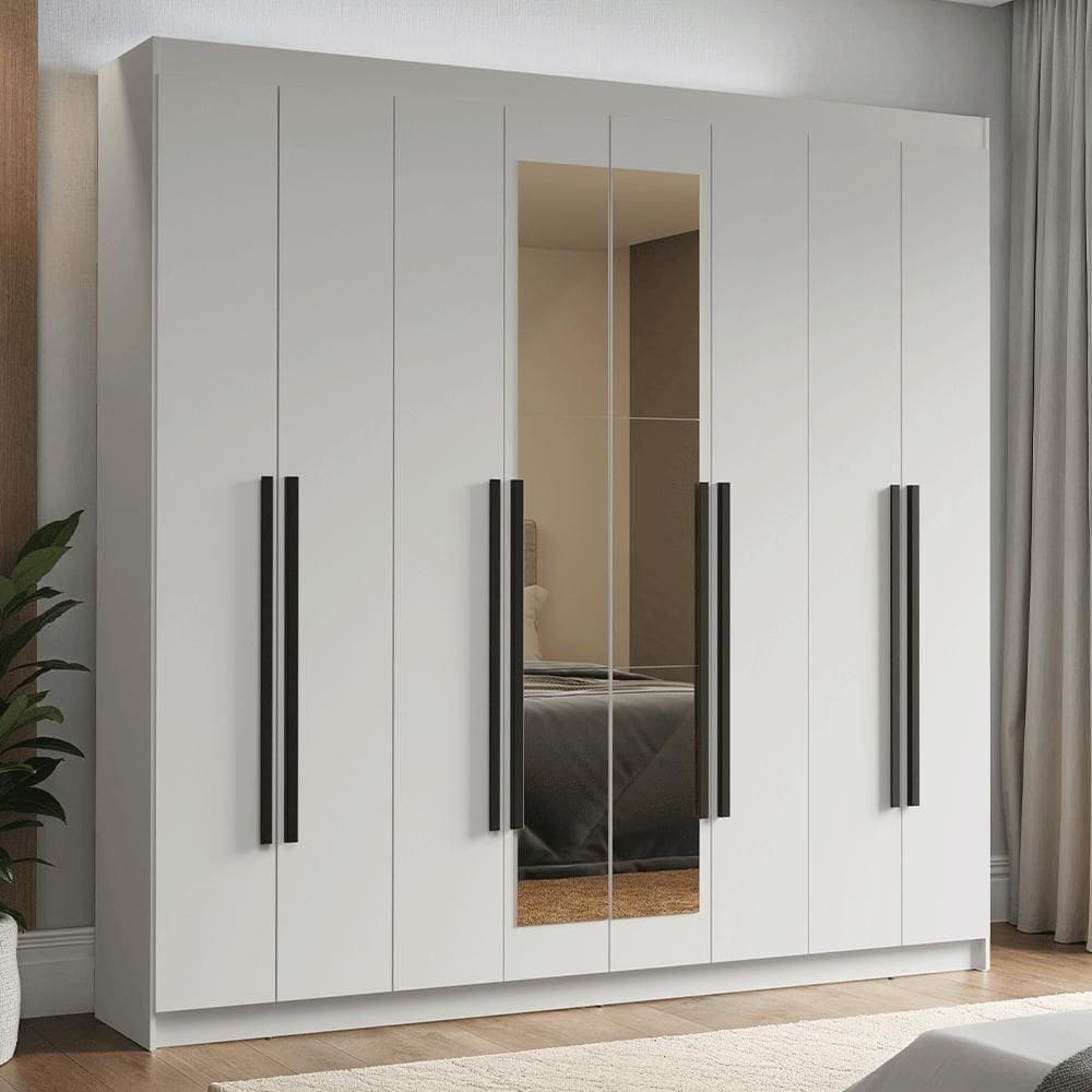 Guarda-roupa Casal 8 Portas Batentes Com Espelho Madesa