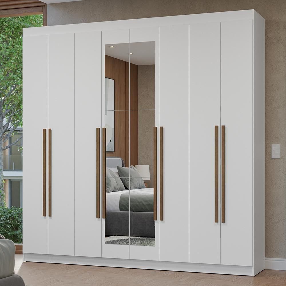 Guarda-roupa Casal Com Espelho Netuno Madesa Branco/rustic