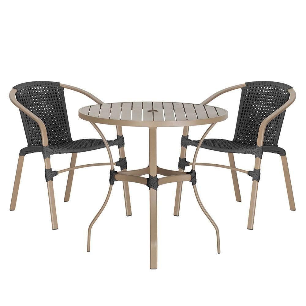 02 Cadeiras Floripa E Mesa Roma 100cm Fendi Trama Preto