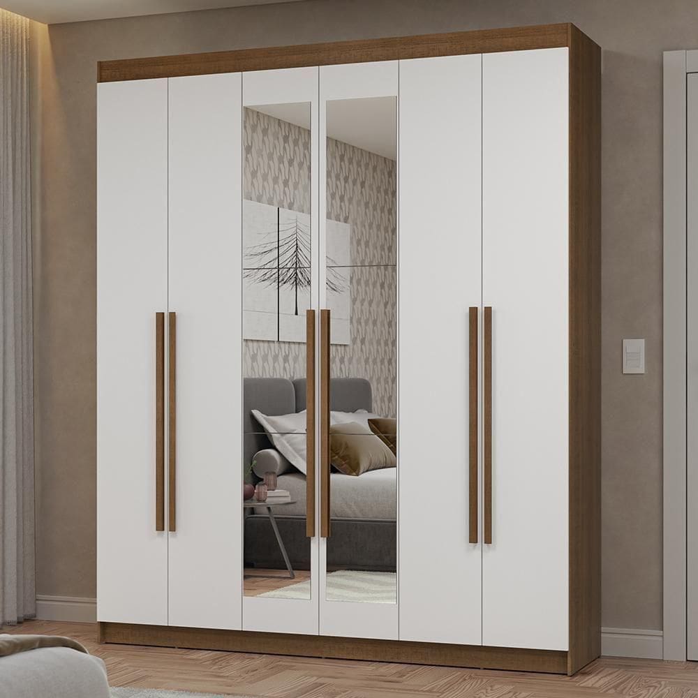 Guarda-roupa Casal 6 Portas Batentes Espelho Netuno Madesa