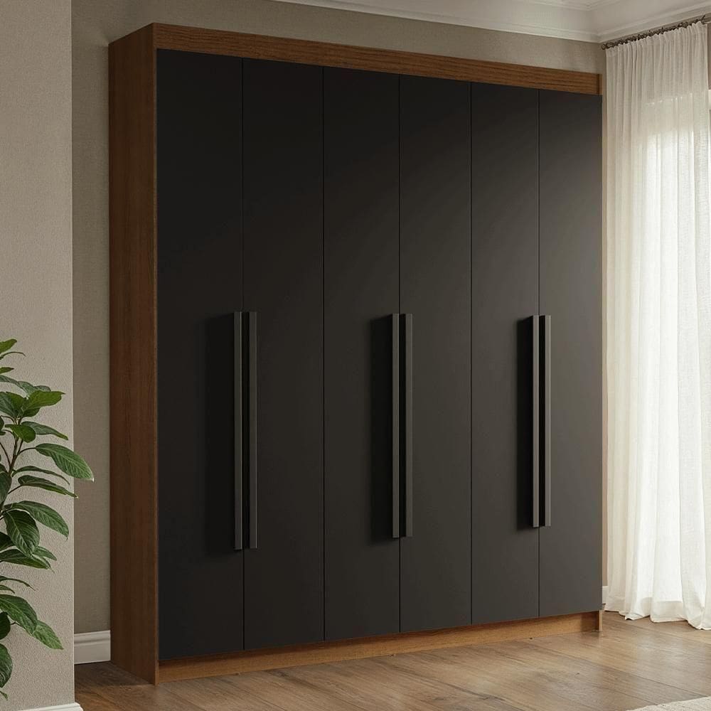 Guarda-roupa Casal 6 Portas Batentes Venus Madesa.