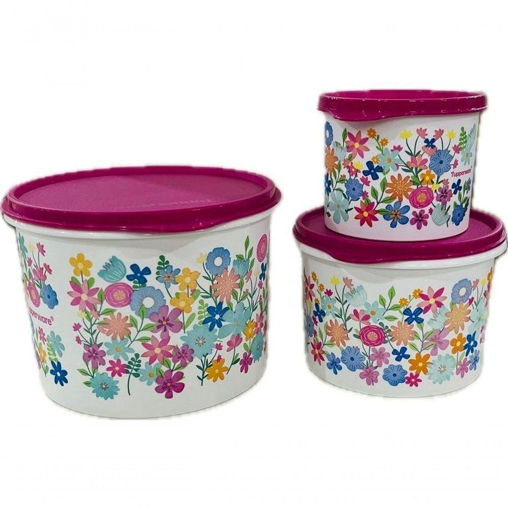 Kit 3 Peças Potes Bouquet Amor Kit 3 Potes