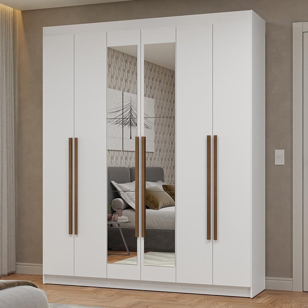 Guarda-roupa Casal 6 Portas Batentes Espelho Netuno Madesa