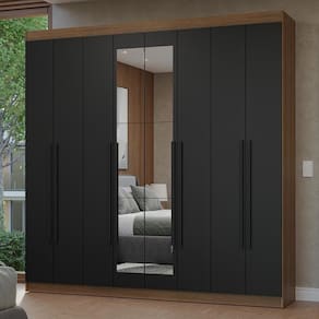 Guarda-roupa Casal 8 Portas Batentes Madesa Rustic/preto