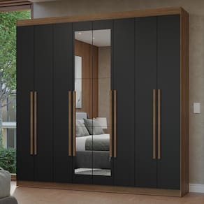 Guarda-roupa Casal 8 Portas Batentes Madesa Rustic/preto