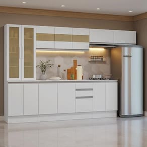 Armário De Cozinha Completa 100% Mdf 300 Cm Smart Madesa
