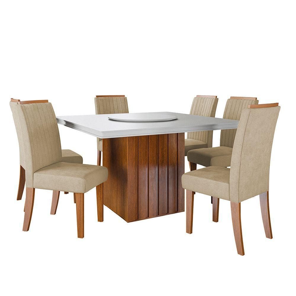 Conjunto Sala De Jantar Amsterdã New Mesa 6 Cadeiras Grécia