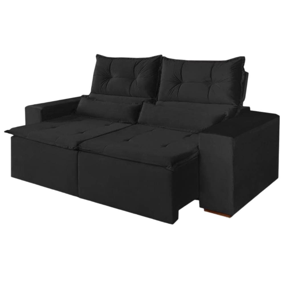 Sofá Retrátil Reclinável Firenze 196cm 2 Módulos K190 Plus Suede Preto - KasaComigo