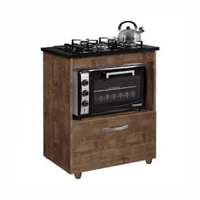 Balcão Para Cooktop Salvia 4 Bocas Ipê - Kaiki Móveis