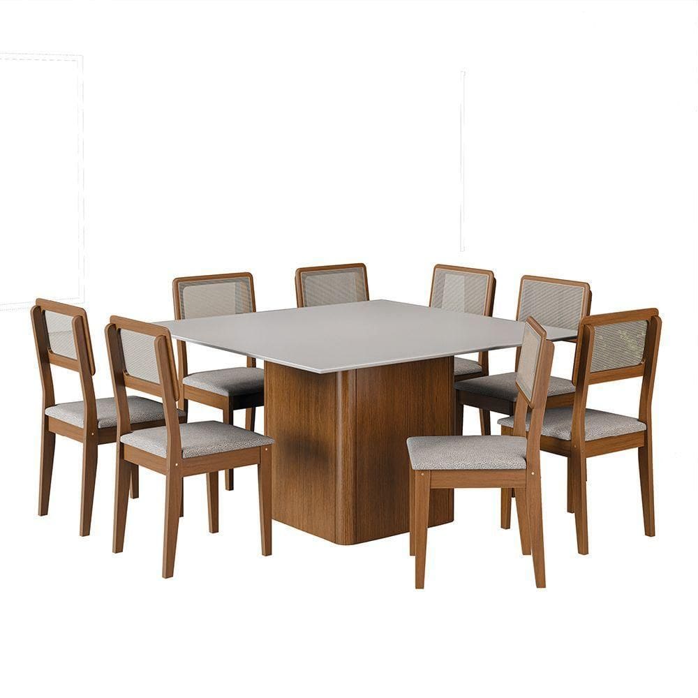 Conjunto Sala De Jantar Mesa Montevideo 1,36m 8 Cadeiras
