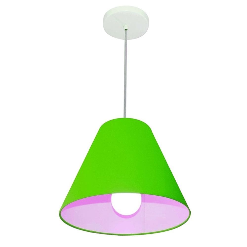 Lustre Pendente Cone Vivare Md-4028 Cúpula em Tecido 25/30x12cm - Bivolt