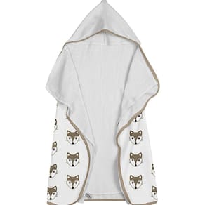 Toalha Baby C/ Capuz Tecebem Estampada C/ Fralda Dori Branco