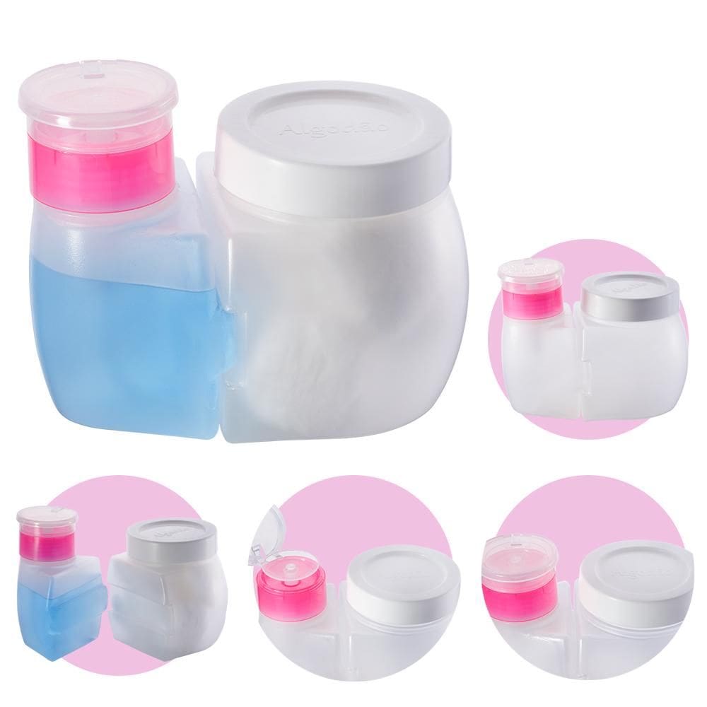 Porta Acetona de Plástico Removedor de Esmalte Dosador 120mL Dompel PRA TI