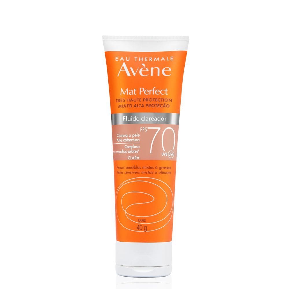 Protetor Solar Avène Mat Perfect Fluido Clareador FPS 70 Cor Clara 40g