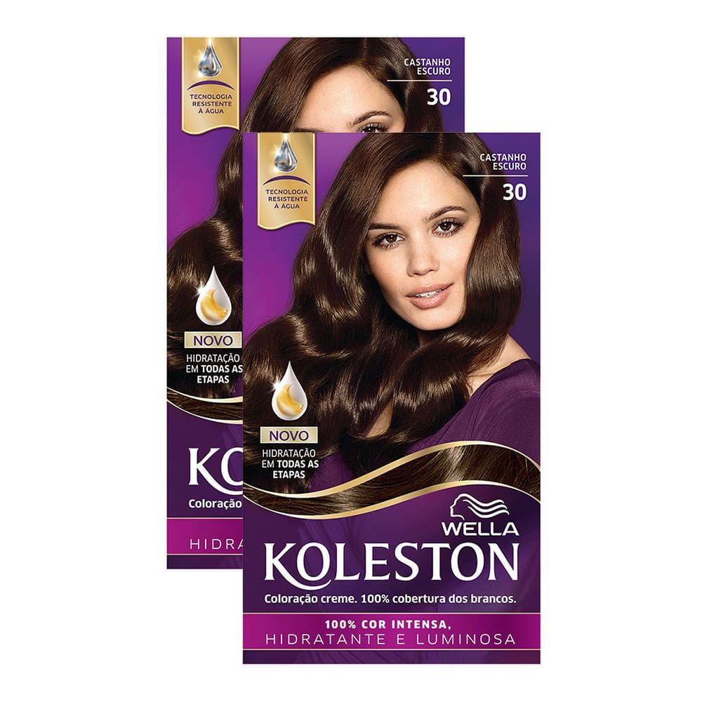 Kit 2X Tintura Creme Koleston Wella Castanho Escuro 30