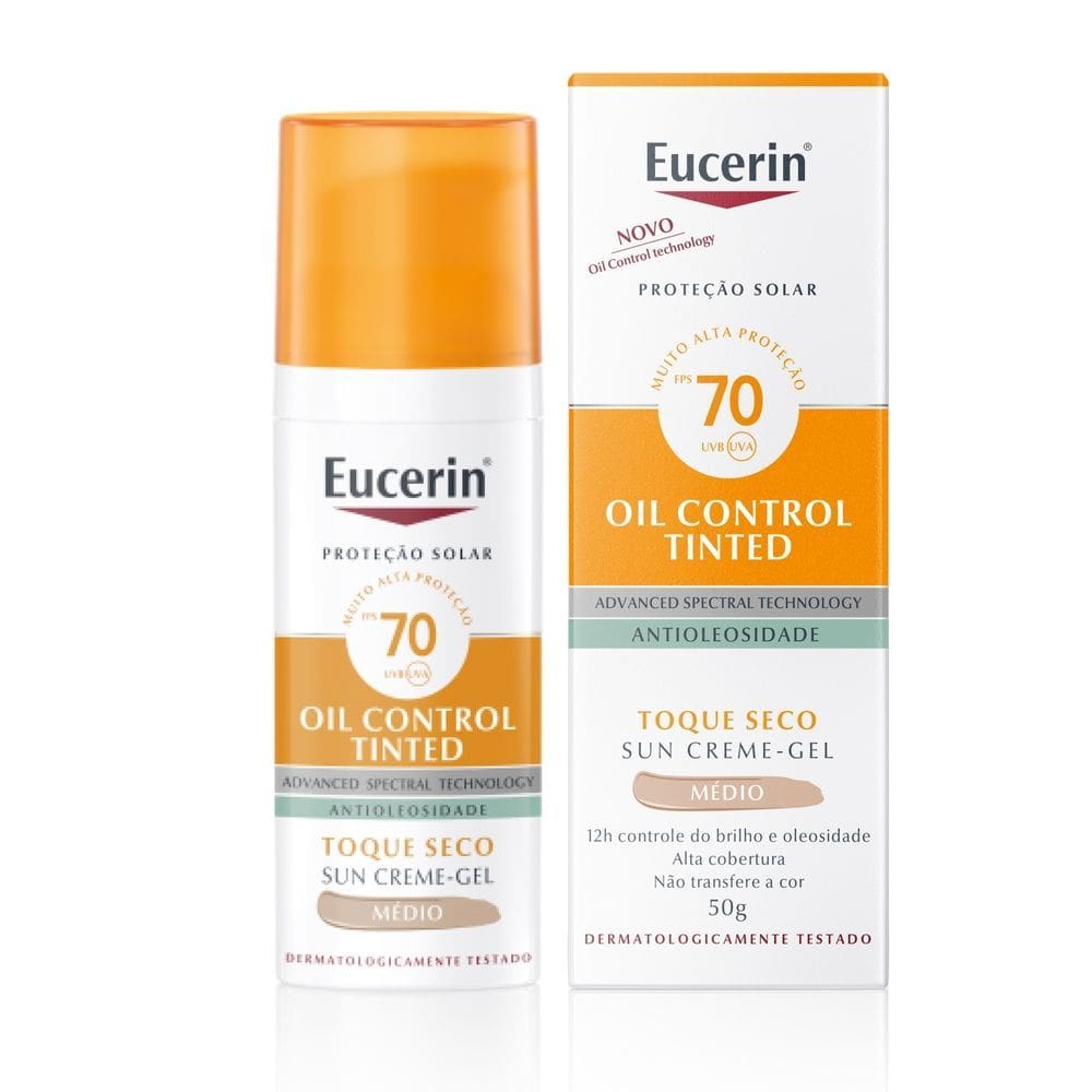 Eucerin Sun Oil Control Tinted Médio FPS 70 Protetor Solar Facial 50g