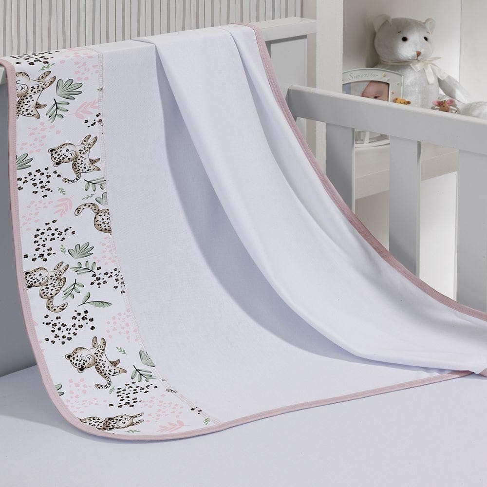 Cueiro Simples Tecebem Baby Malha 100% Algodão Estampa Lizi 80cm X 90cm Branco
