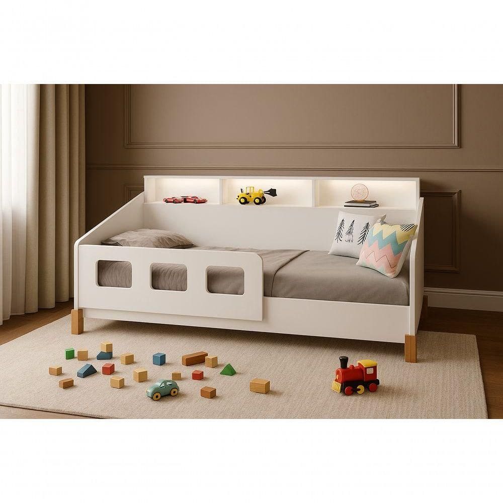 Cama Montessoriana Juvenil Mavi Com Grade Lateral De