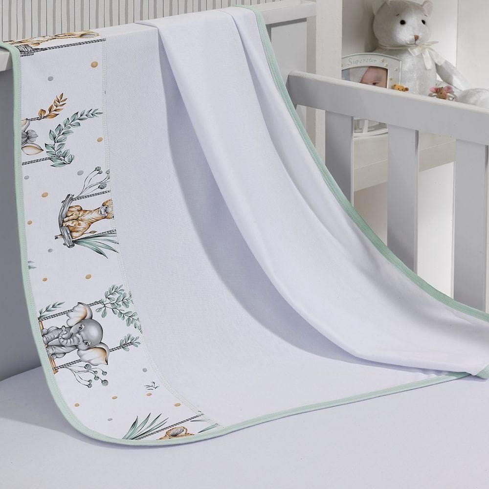Cueiro Simples Tecebem Baby Malha 100% Algodão Estampa Mara 80cm X 90cm Branco