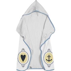 Toalha Baby C/ Capuz Tecebem Estampada C/ Fralda Nino Branco