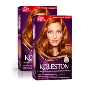 Kit 2 Tintura Creme Koleston Wella Chocolate Acobreado 674