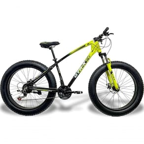 Bicicleta Fat Bike Aro 26 Freios Disco Alumínio Shimano Quadro 19 GTR-X Amarelo Preto