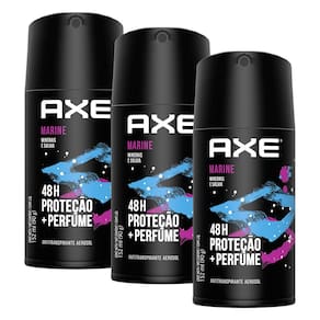 Kit 3 Desodorante Antitranspirante Axe Marine Aerossol 152ml